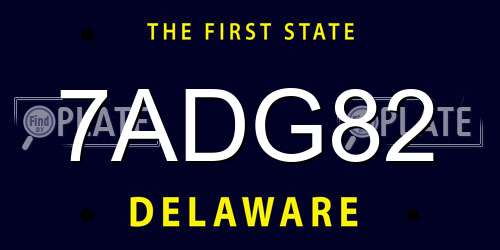 7ADG82 Delaware License Plate