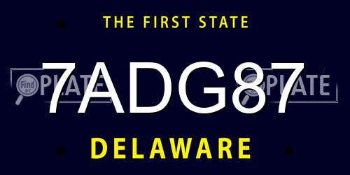 7ADG87 Delaware License Plate