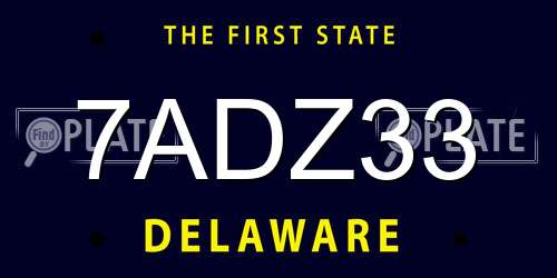 7ADZ33 Delaware License Plate