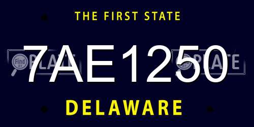 7AE1250 Delaware License Plate