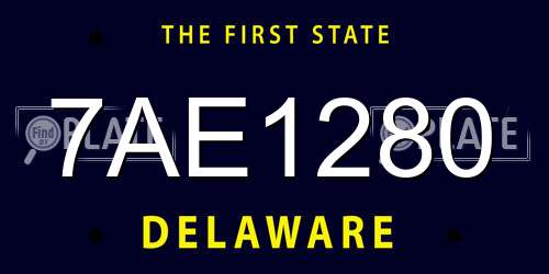 7AE1280 Delaware License Plate
