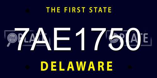 7AE1750 Delaware License Plate