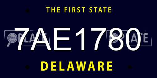 7AE1780 Delaware License Plate