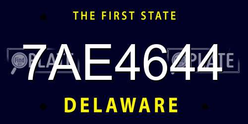 7AE4644 Delaware License Plate