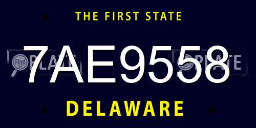 7AE9558 Delaware License Plate