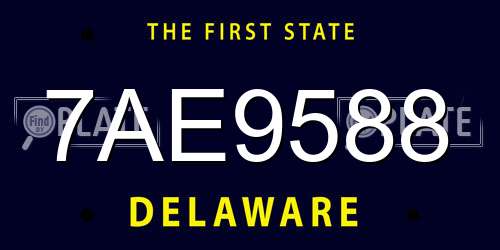7AE9588 Delaware License Plate