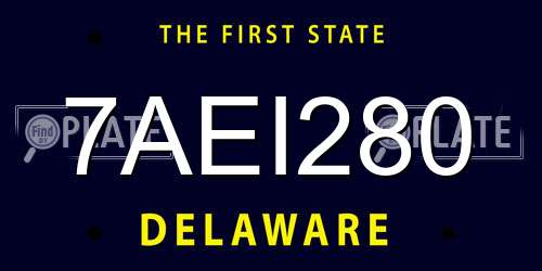 7AEI280 Delaware License Plate