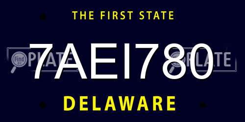 7AEI780 Delaware License Plate