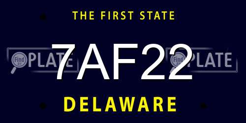 7AF22 Delaware License Plate