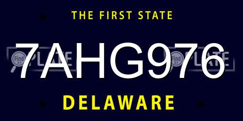 7AHG976 Delaware License Plate