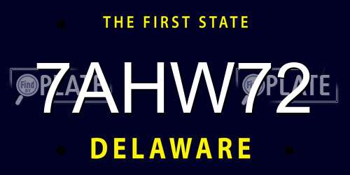 7AHW72 Delaware License Plate