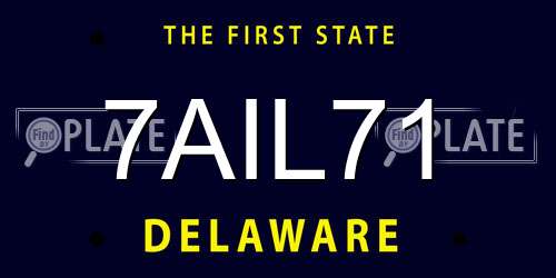 7AIL71 Delaware License Plate