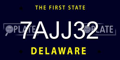 7AJJ32 Delaware License Plate