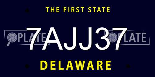 7AJJ37 Delaware License Plate
