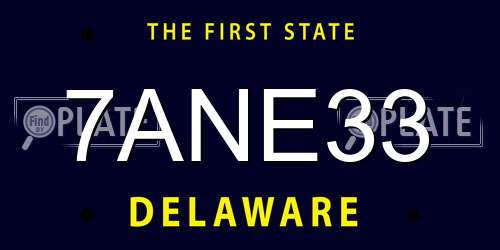 7ANE33 Delaware License Plate