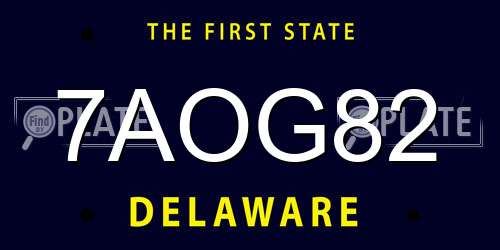 7AOG82 Delaware License Plate