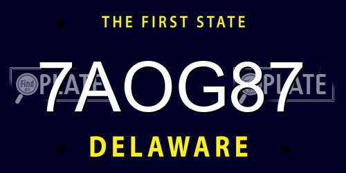 7AOG87 Delaware License Plate