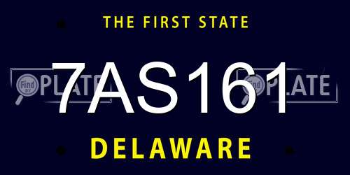 7AS161 Delaware License Plate