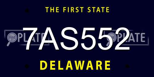 7AS552 Delaware License Plate