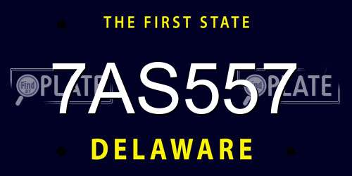 7AS557 Delaware License Plate