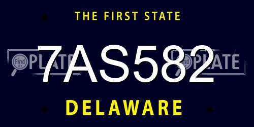 7AS582 Delaware License Plate