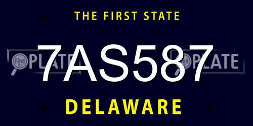 7AS587 Delaware License Plate