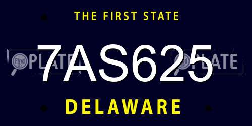 7AS625 Delaware License Plate