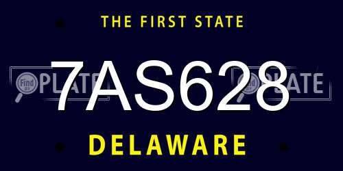 7AS628 Delaware License Plate