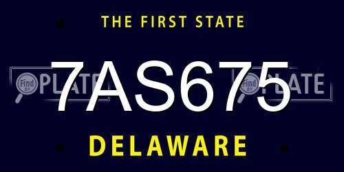 7AS675 Delaware License Plate