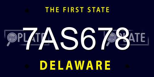 7AS678 Delaware License Plate
