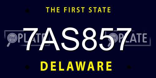 7AS857 Delaware License Plate