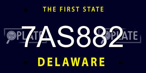 7AS882 Delaware License Plate