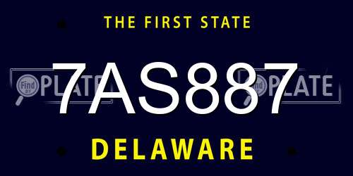 7AS887 Delaware License Plate