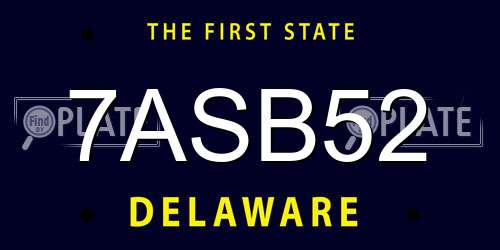 7ASB52 Delaware License Plate