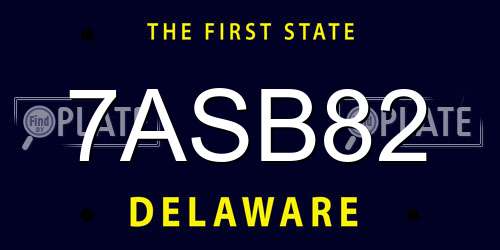 7ASB82 Delaware License Plate