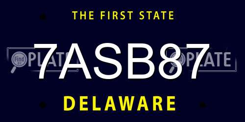 7ASB87 Delaware License Plate
