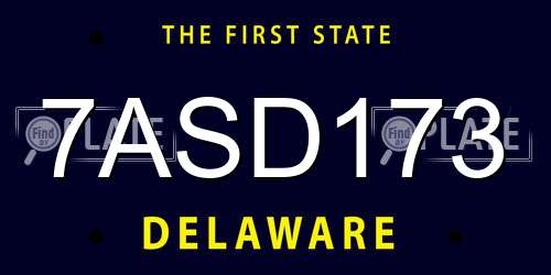 7ASD173 Delaware License Plate