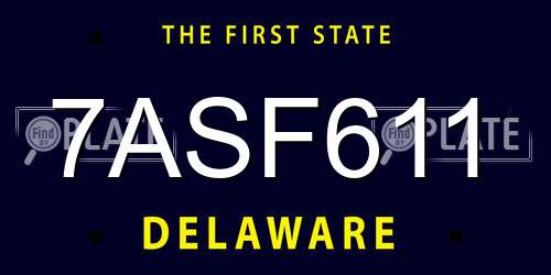 7ASF611 Delaware License Plate