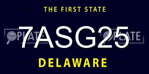 7ASG25 Delaware License Plate