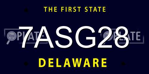 7ASG28 Delaware License Plate
