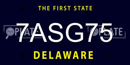 7ASG75 Delaware License Plate