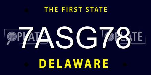 7ASG78 Delaware License Plate