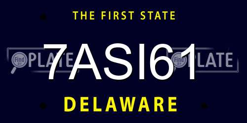 7ASI61 Delaware License Plate