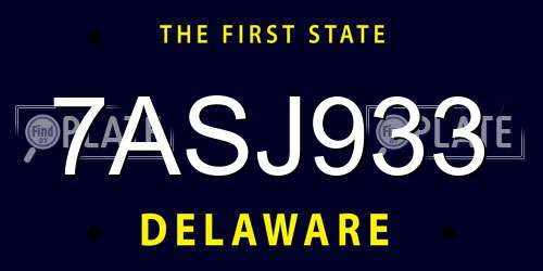 7ASJ933 Delaware License Plate