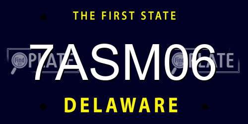 7ASM06 Delaware License Plate