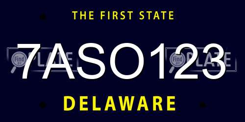 7ASO123 Delaware License Plate