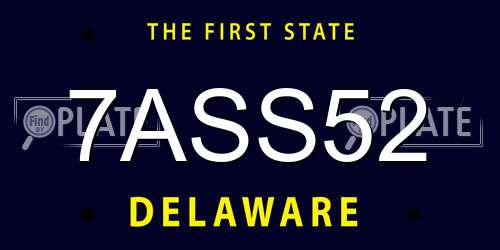 7ASS52 Delaware License Plate