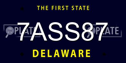 7ASS87 Delaware License Plate