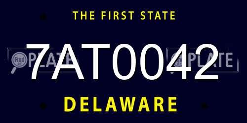 7AT0042 Delaware License Plate