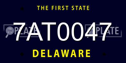 7AT0047 Delaware License Plate